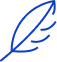 blue outline icon of a feather